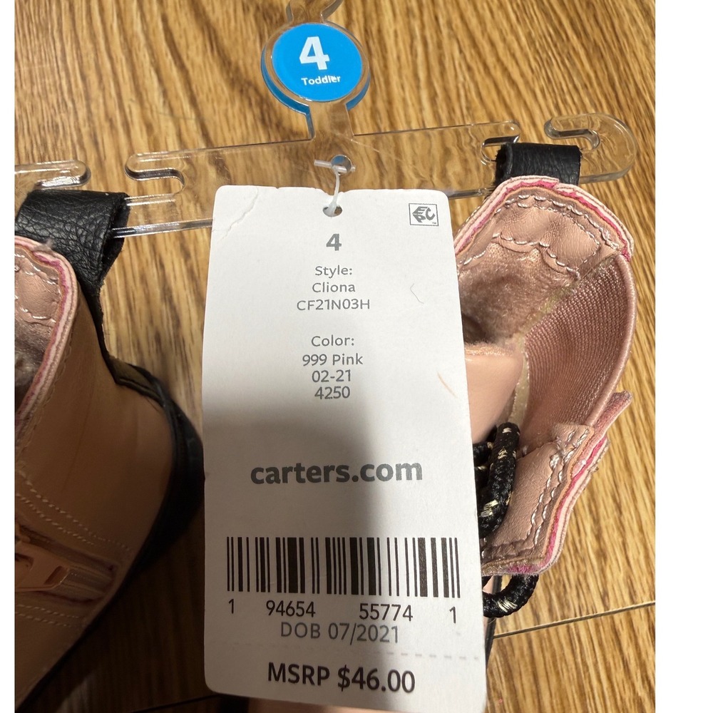 Carter's Pink Combat Boots Toddler Size 4 Girl Zip Up Lug Sole Moto Casual Girly - Picture 8 of 11